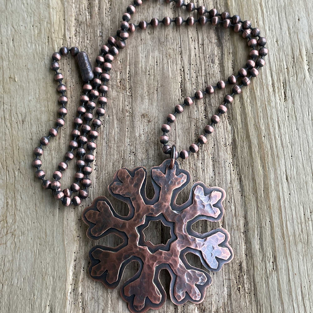 Handmade Copper Snowflake Necklace