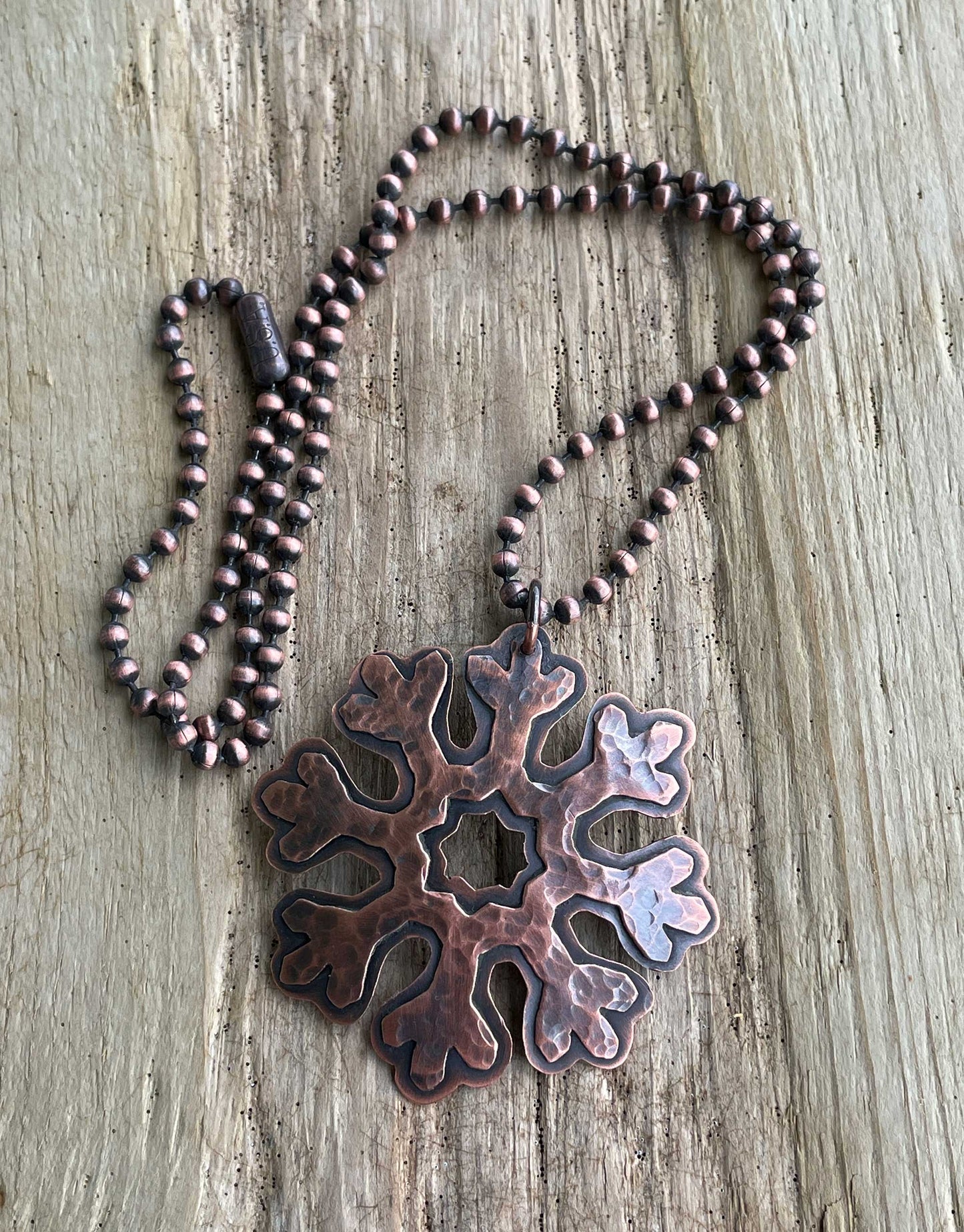 Handmade Copper Snowflake Necklace