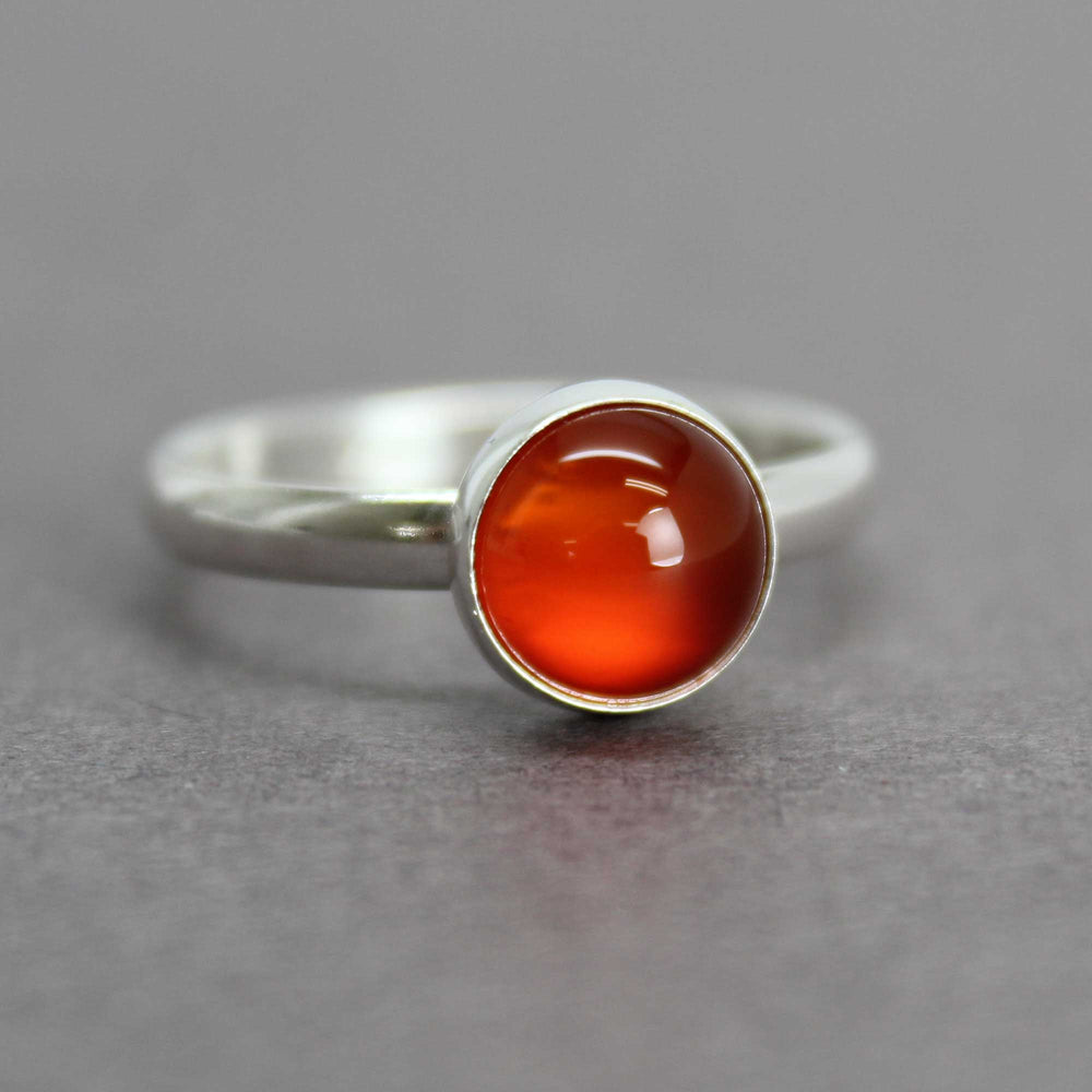 
                      
                        Red Carnelian Ring Bezel Set in 925 Sterling Silver, Size 7 US
                      
                    
