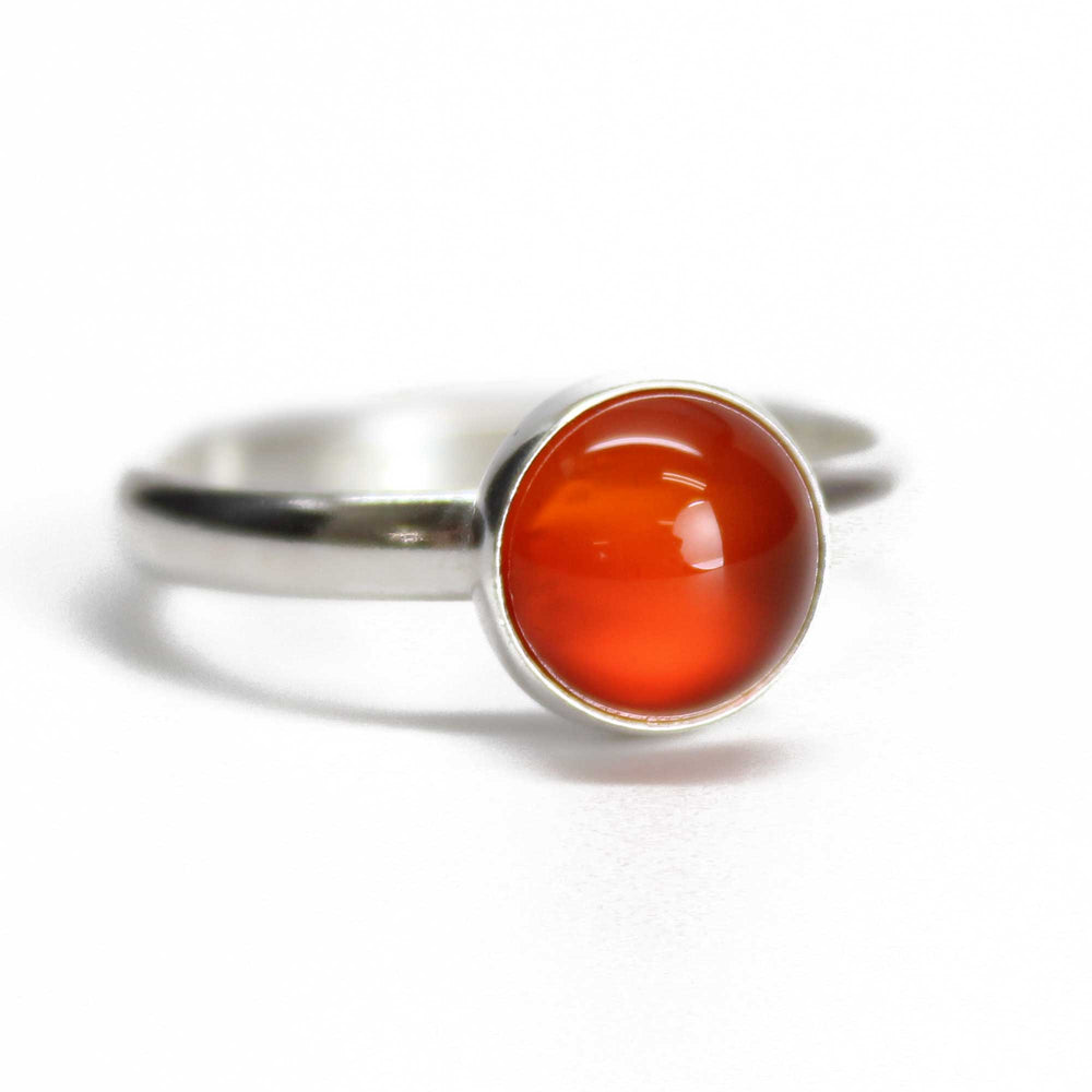 Red Carnelian Ring Bezel Set in 925 Sterling Silver, Size 7 US