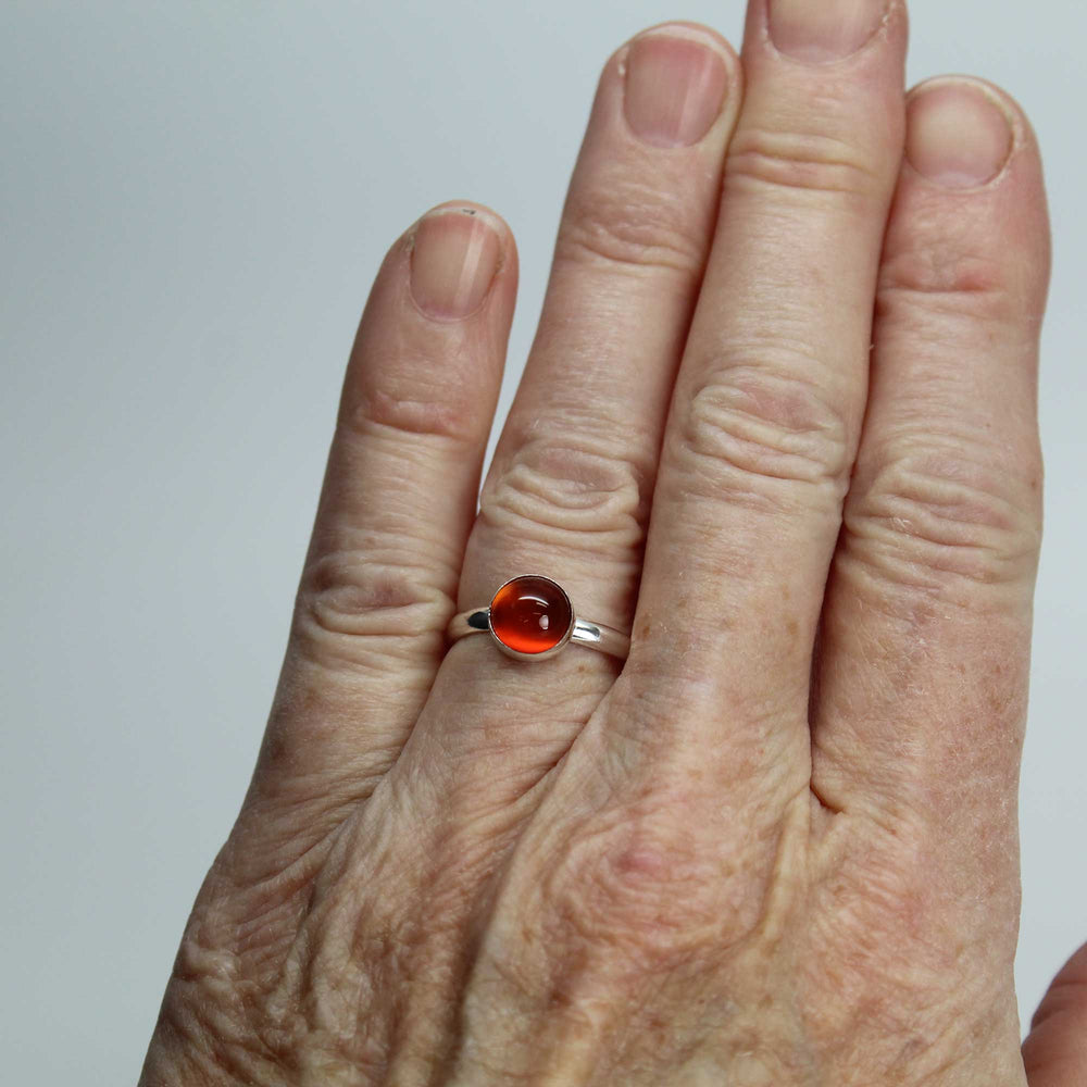
                      
                        Red Carnelian Ring Bezel Set in 925 Sterling Silver, Size 7 US
                      
                    