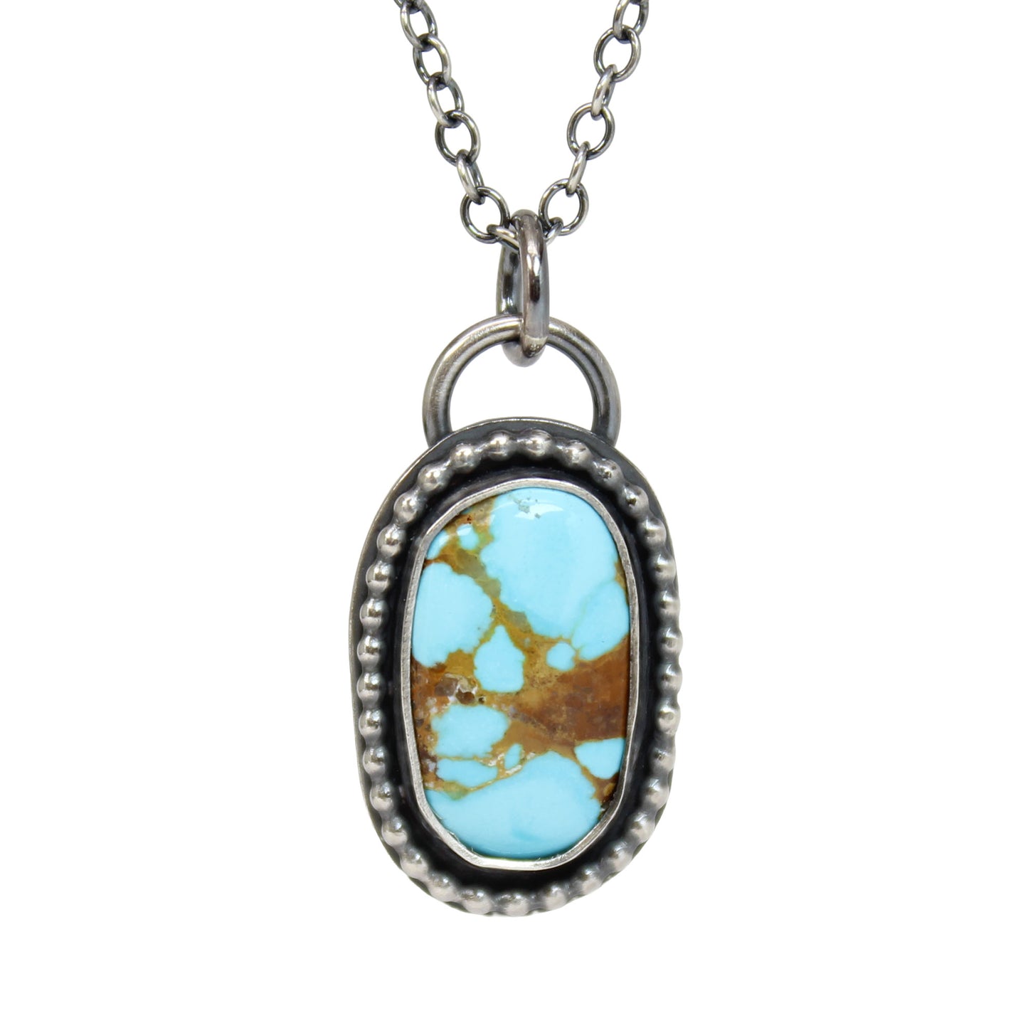 Handmade Royston Turquoise Necklace in Sterling Silver 17 Inch Adjustable