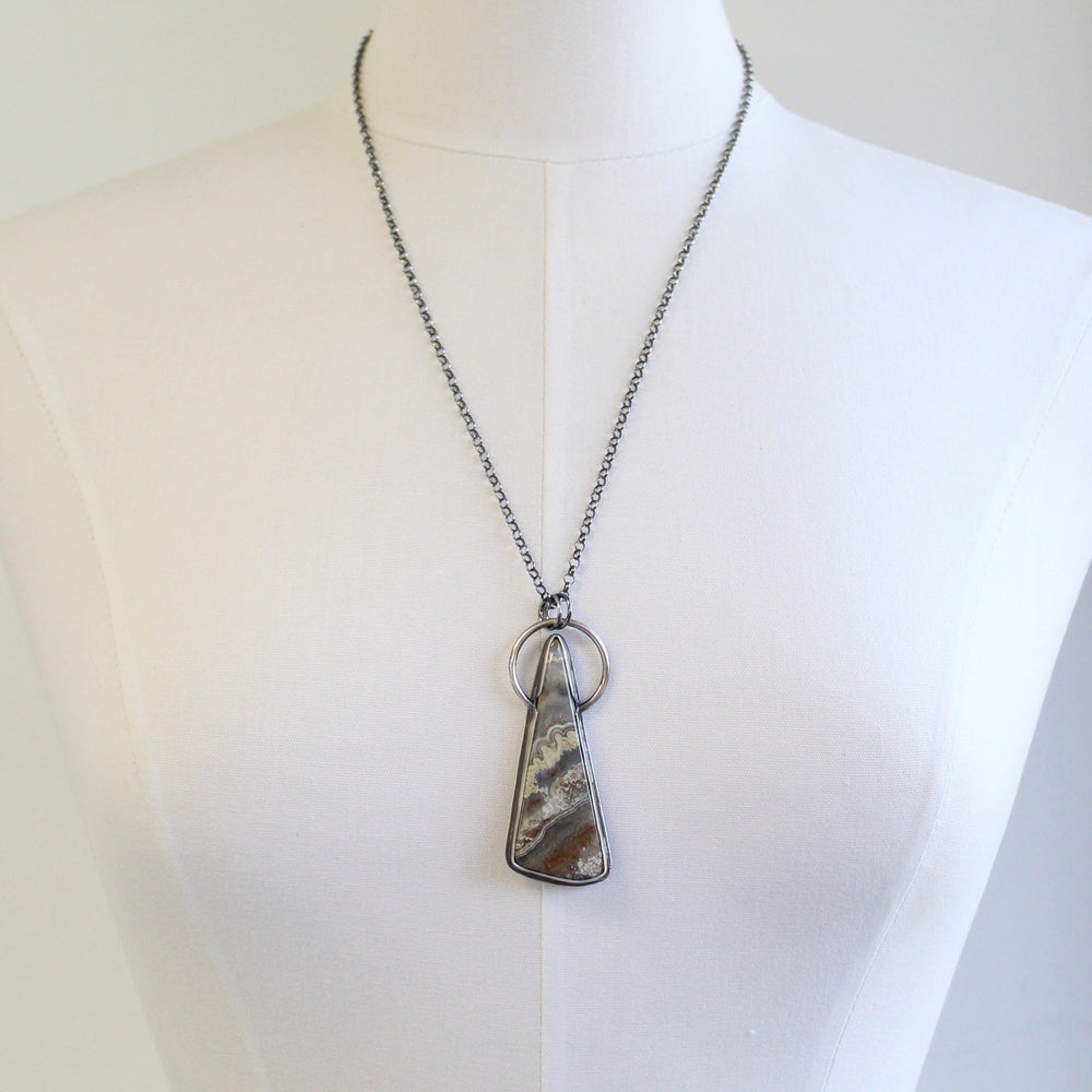 
                      
                        Handmade Sterling Silver Crazy Lace Agate Pendant Necklace
                      
                    