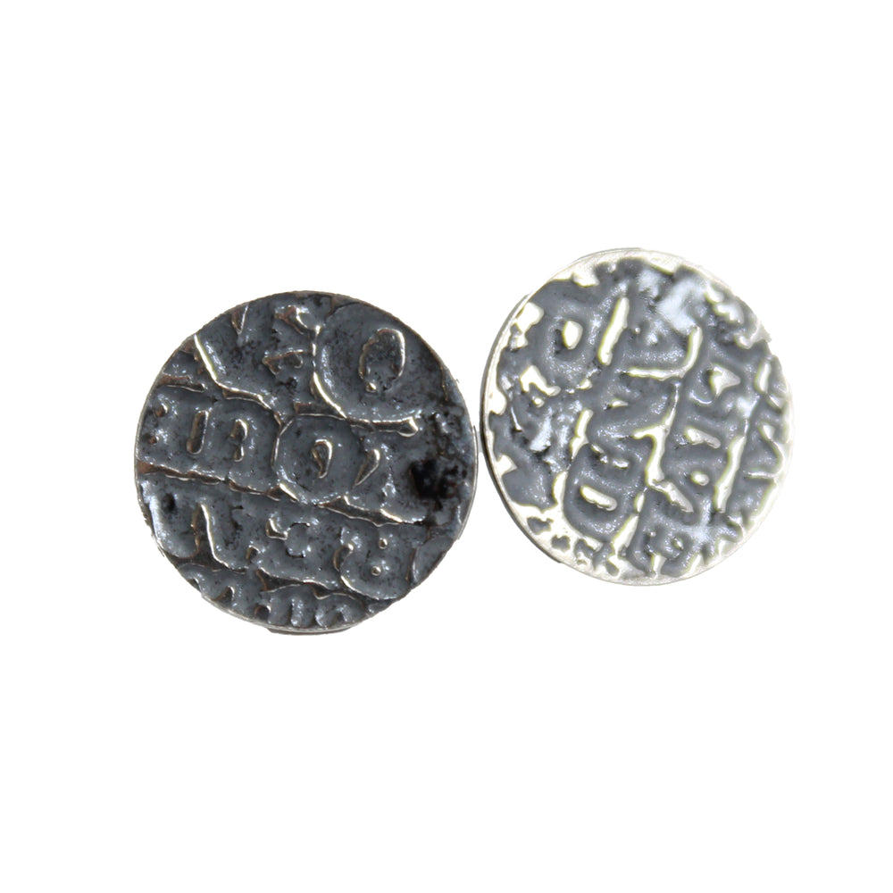 
                      
                        Rustic Etched Sterling Silver Round Flat Earrings 9mm
                      
                    