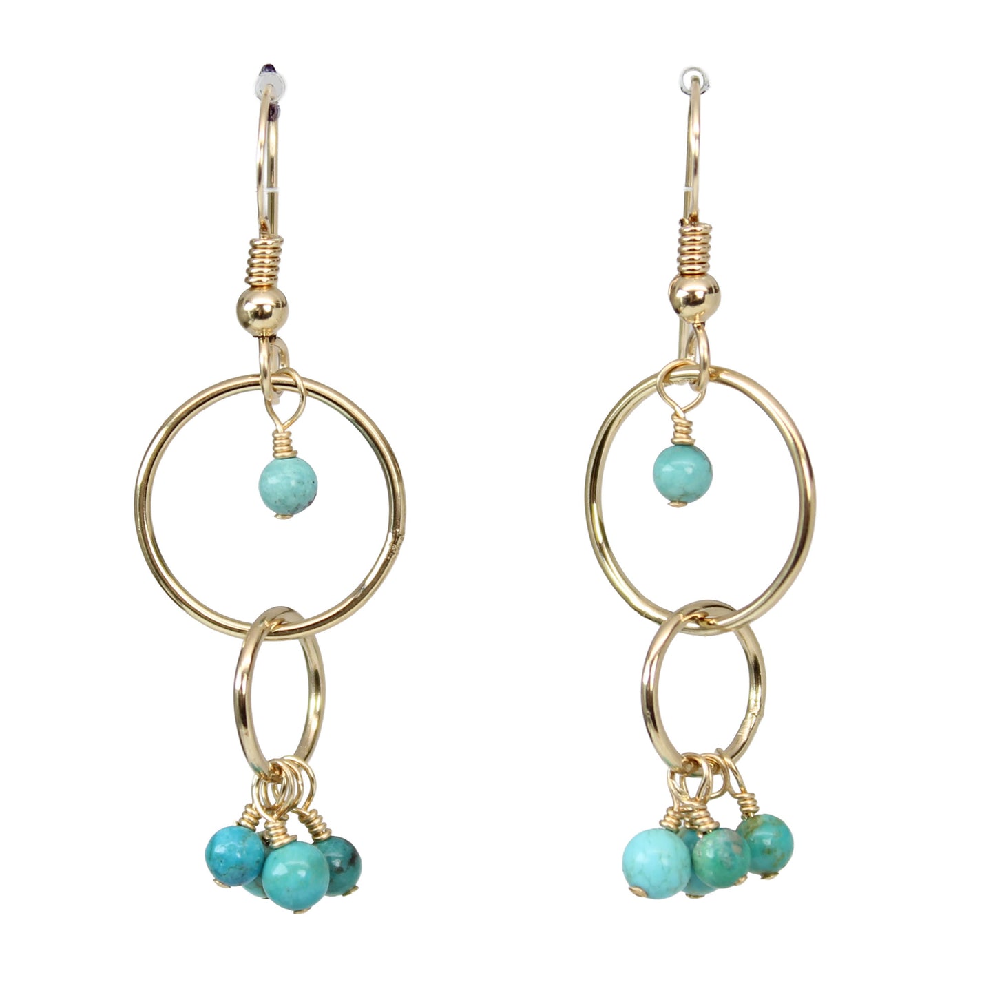 Genuine Arizona Turquoise & 14k Gold Fill Double Hoop Earrings