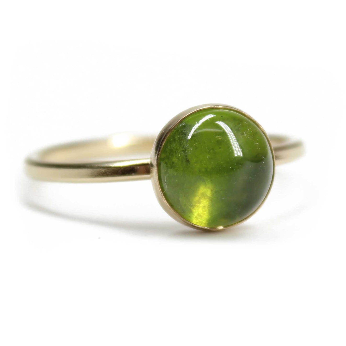 8mm Vesuvianite Ring in Yellow Gold FIll, Size 8 US Green Idocrase Gemstone Ring