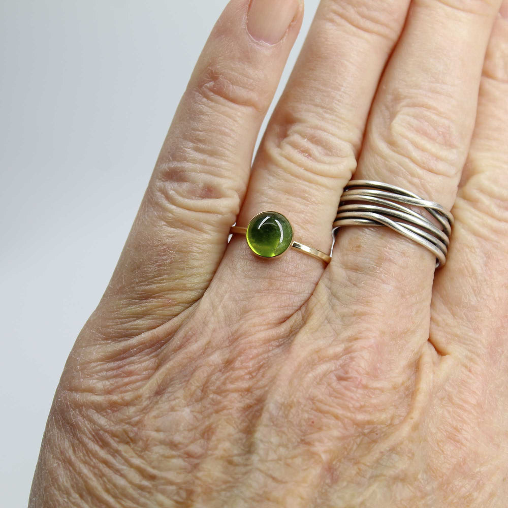 
                      
                        8mm Vesuvianite Ring in Yellow Gold FIll, Size 8 US Green Idocrase Gemstone Ring
                      
                    