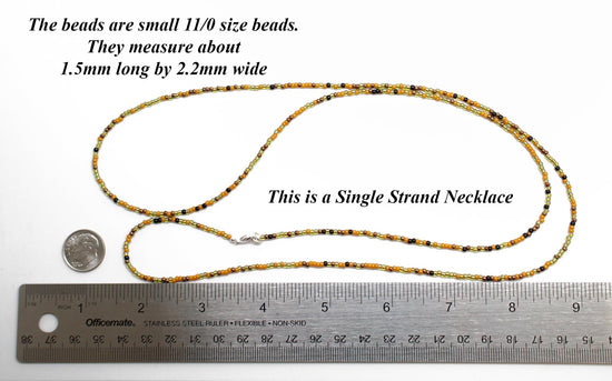 Mustard Black Gold Seed Bead Necklace