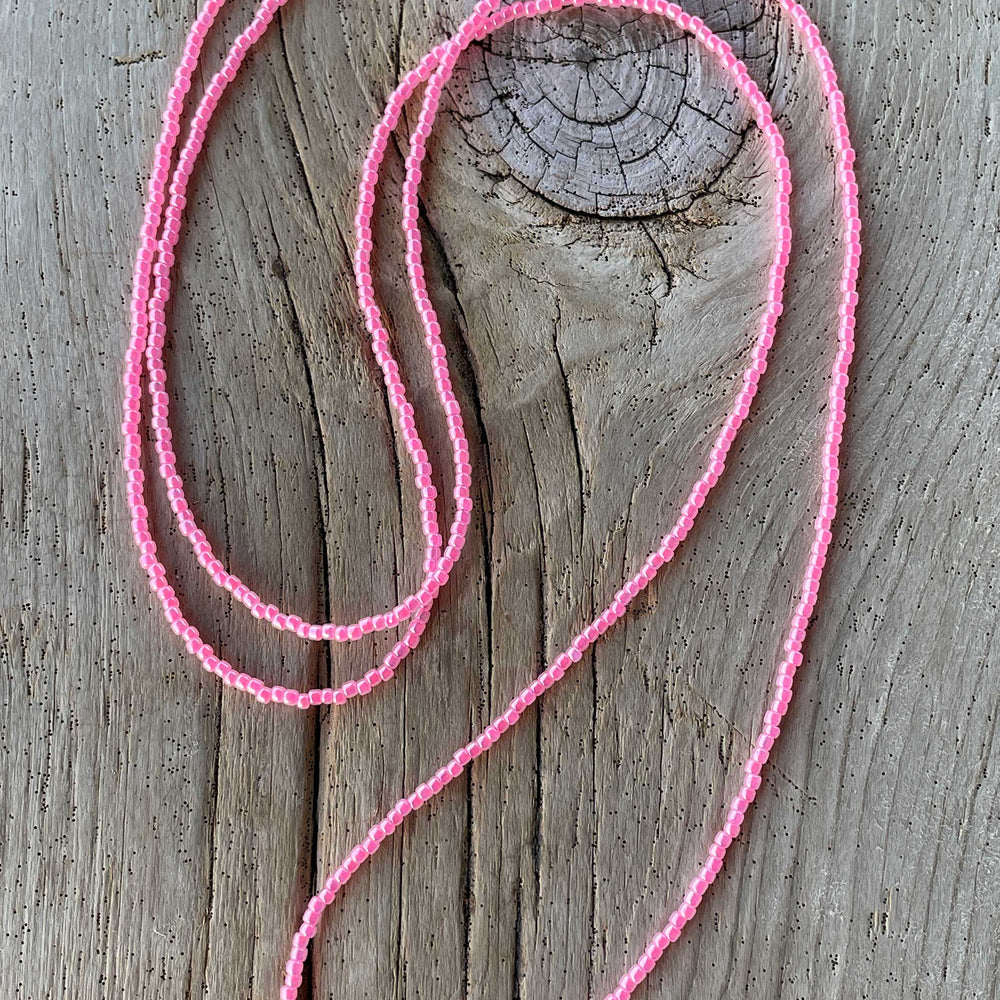 
                      
                        Hot Pink Seed Bead Necklace, Thin 1.5mm Single Strand Beaded Necklace
                      
                    