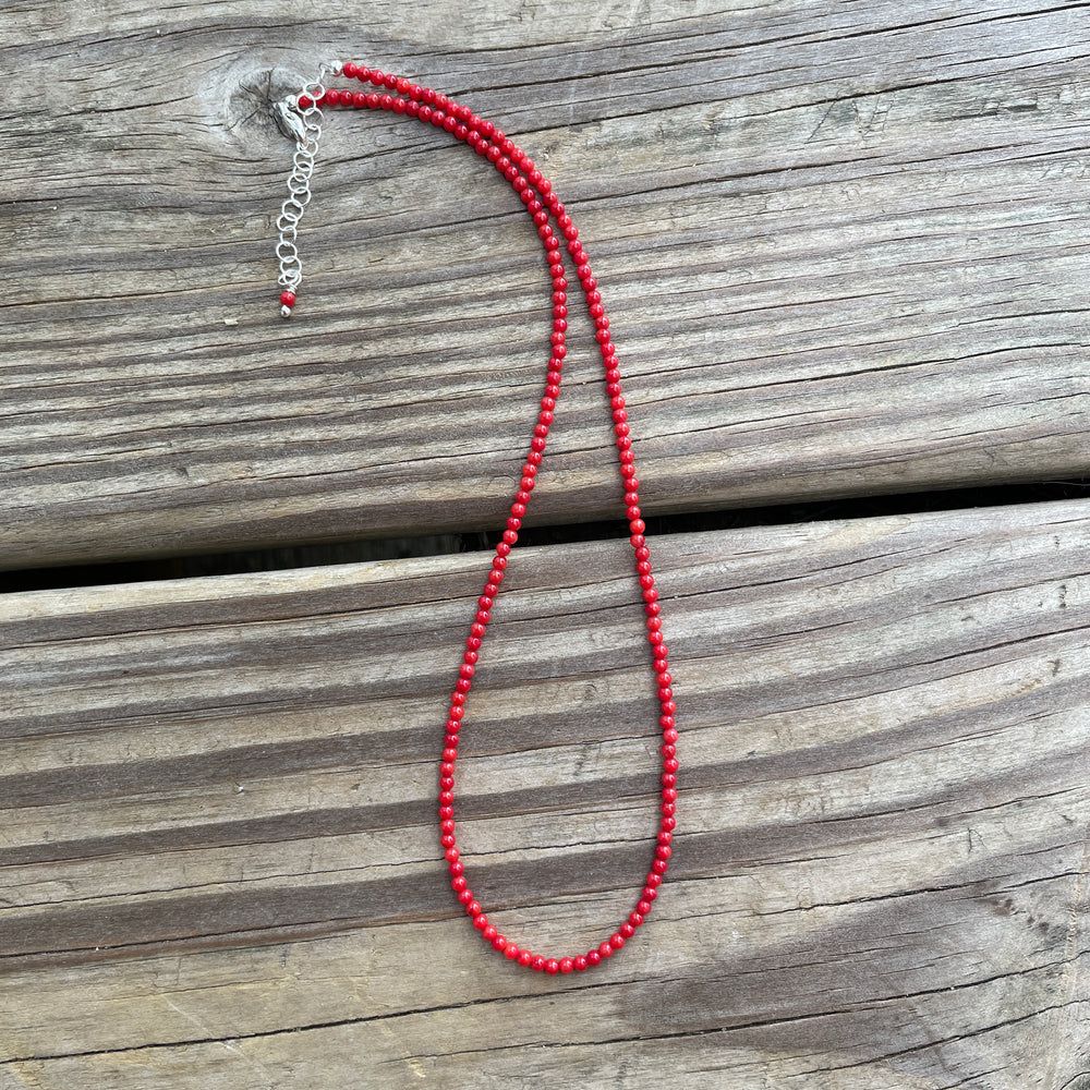 
                      
                        Red Coral Choker Necklace, Tiny 2mm Bright Red Gemstone Necklace
                      
                    