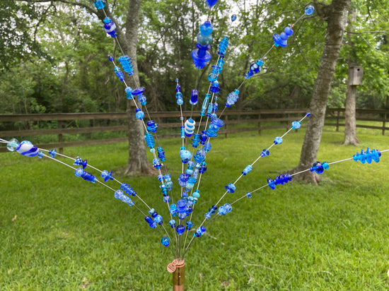 Load image into Gallery viewer, Handmade Blue Glass Bead Garden Sparkler

