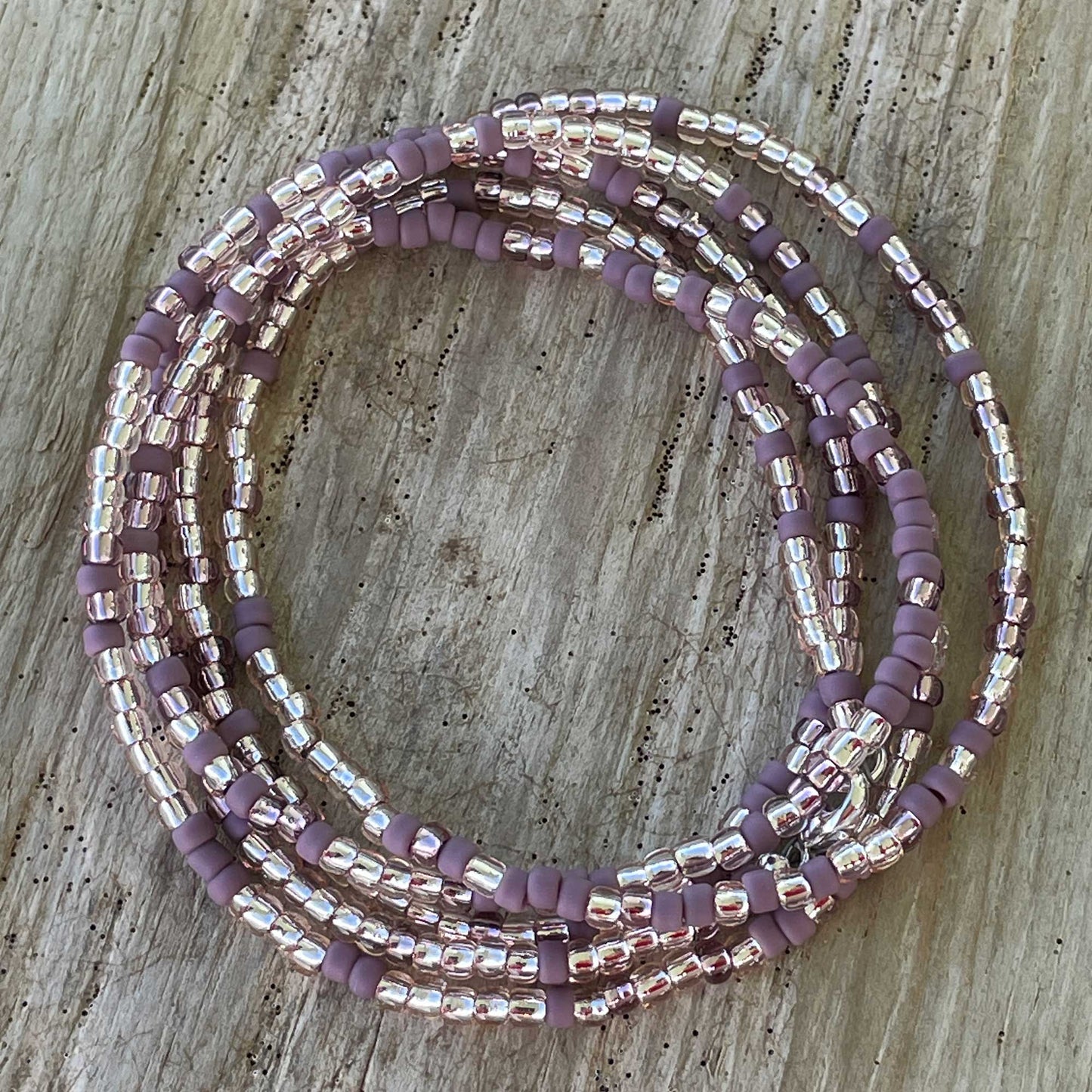 Dusty Rose Seed Bead Necklace, Thin 2mm Single Strand