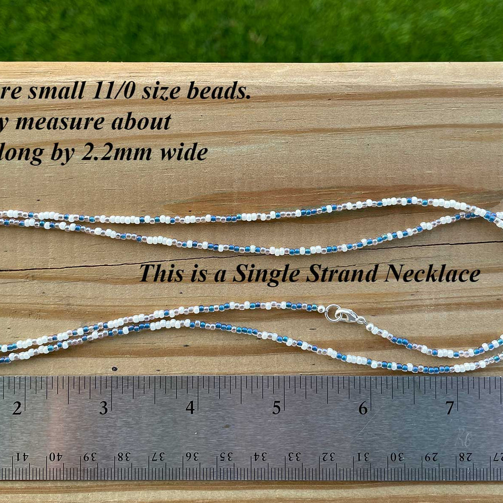 
                      
                        Blue and White Pearl Color Seed Bead Necklace
                      
                    