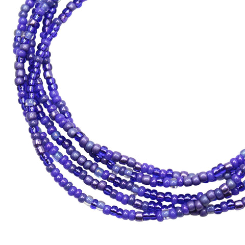 Indigo and Iolite Purple Seed Bead Necklace, Thin 1.5mm Single Strand