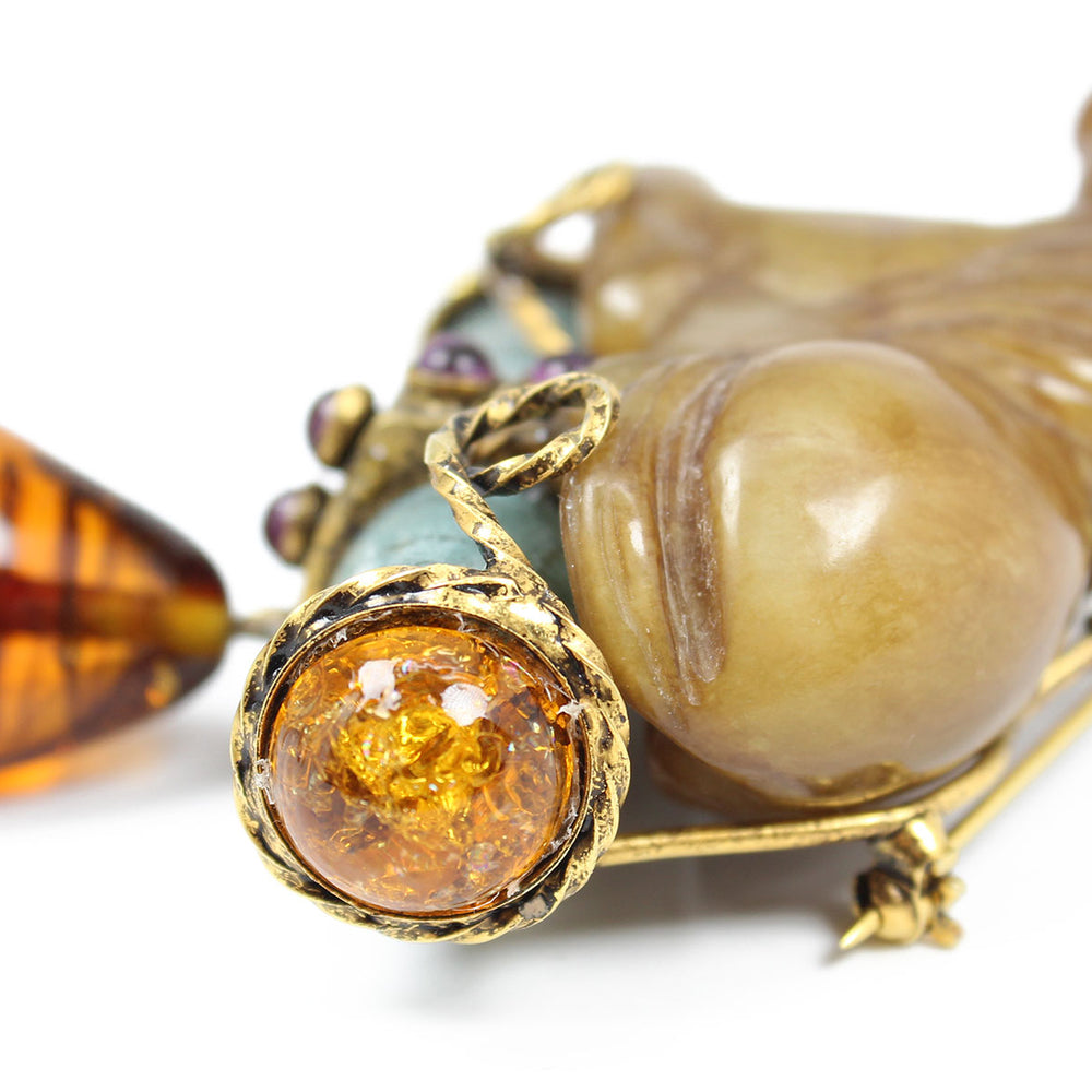 
                      
                        Iradj Moini Carved Stone Horse Brooch with Amber Dangle
                      
                    