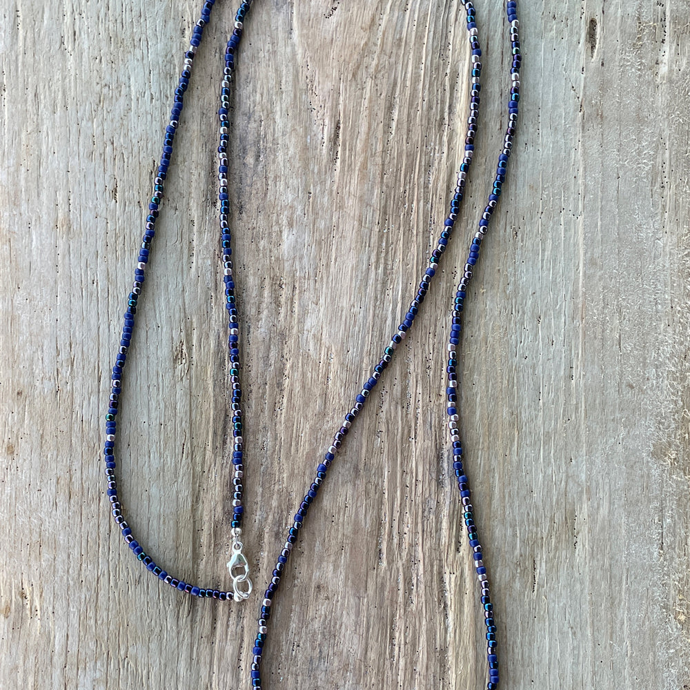 
                      
                        Iris Dark Blue Seed Bead Necklace
                      
                    