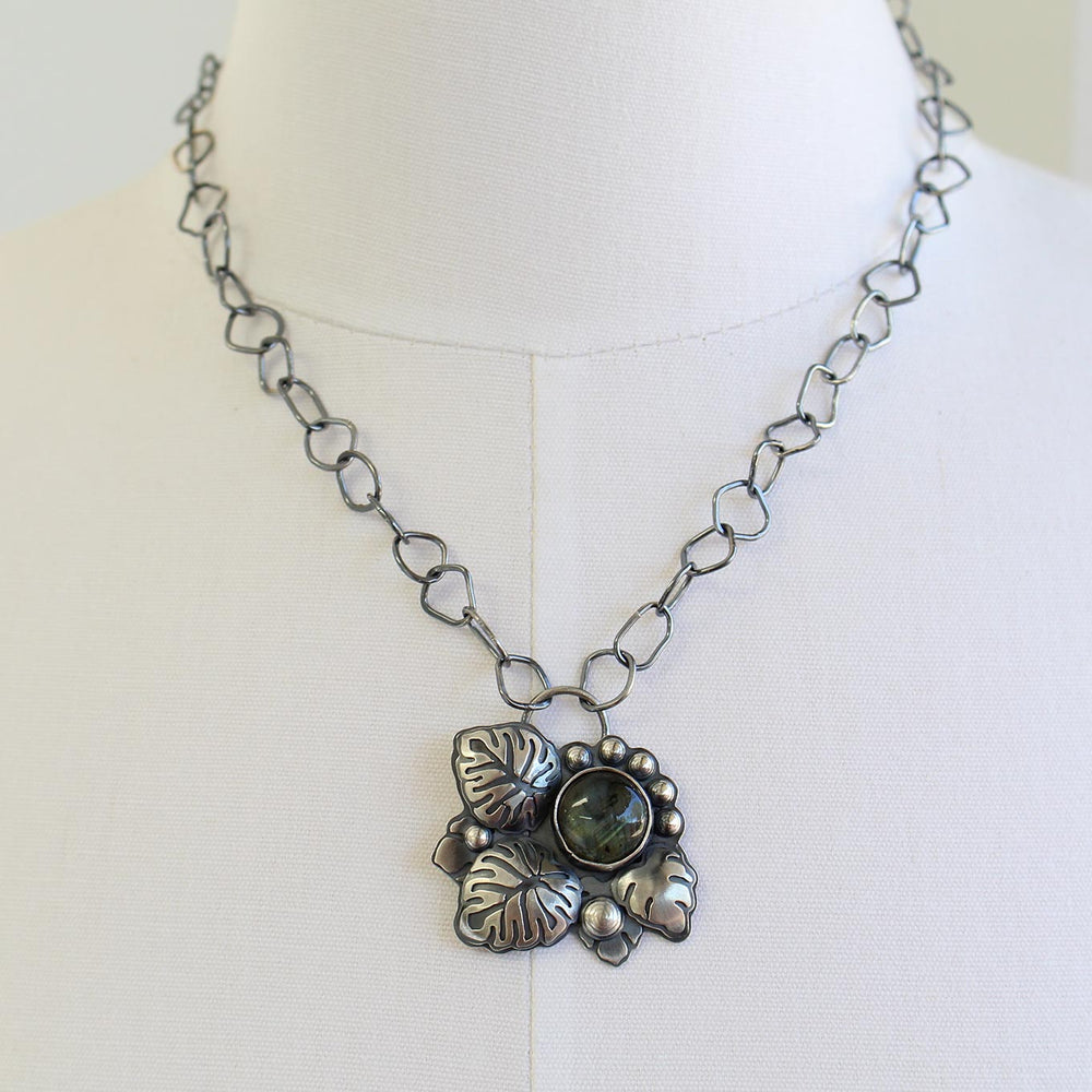 
                      
                        Labradorite Monstera Leaf Necklace in Sterling Silver
                      
                    