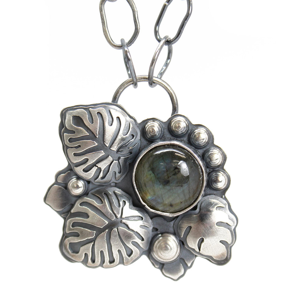 
                      
                        Labradorite Monstera Leaf Necklace in Sterling Silver
                      
                    