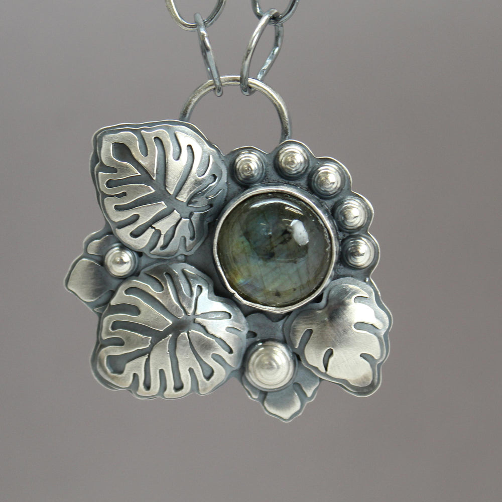 
                      
                        Labradorite Monstera Leaf Necklace in Sterling Silver
                      
                    