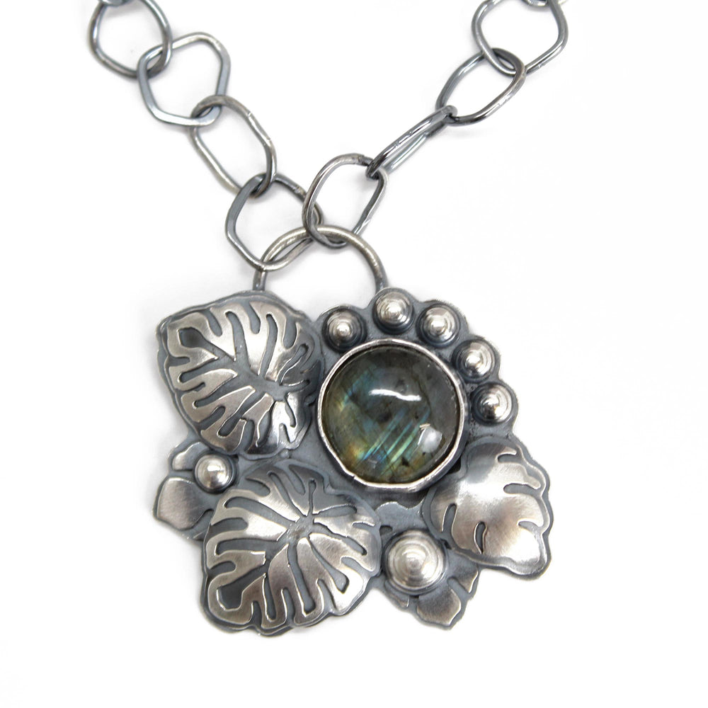 
                      
                        Labradorite Monstera Leaf Necklace in Sterling Silver
                      
                    