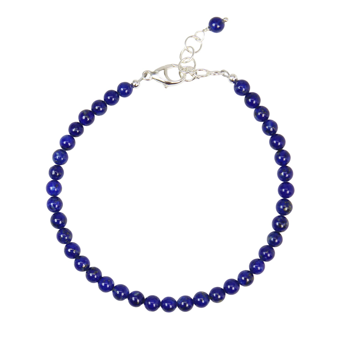 Lapis Lazuli Bead Bracelet with Adjustable Length Sterling SIlver