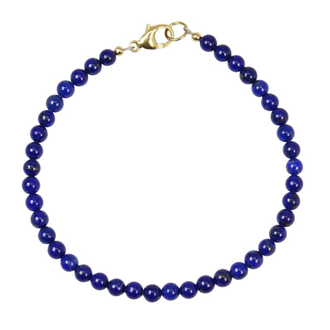Lapis Lazuli Bracelet, 4mm with Sterling Silver or Gold Filled Clasp