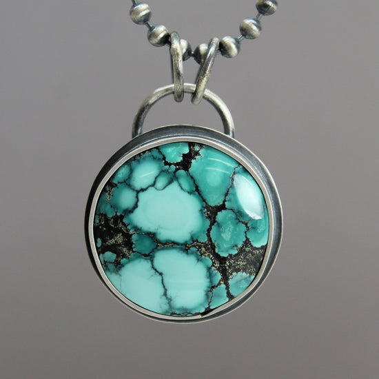 Handmade Yungai Turquoise Pendant in Sterling Silver