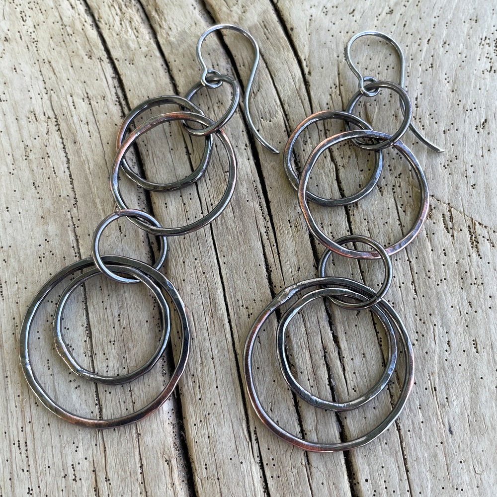 Long Copper Hoop Earrings with Sterling Silver Ear Wires