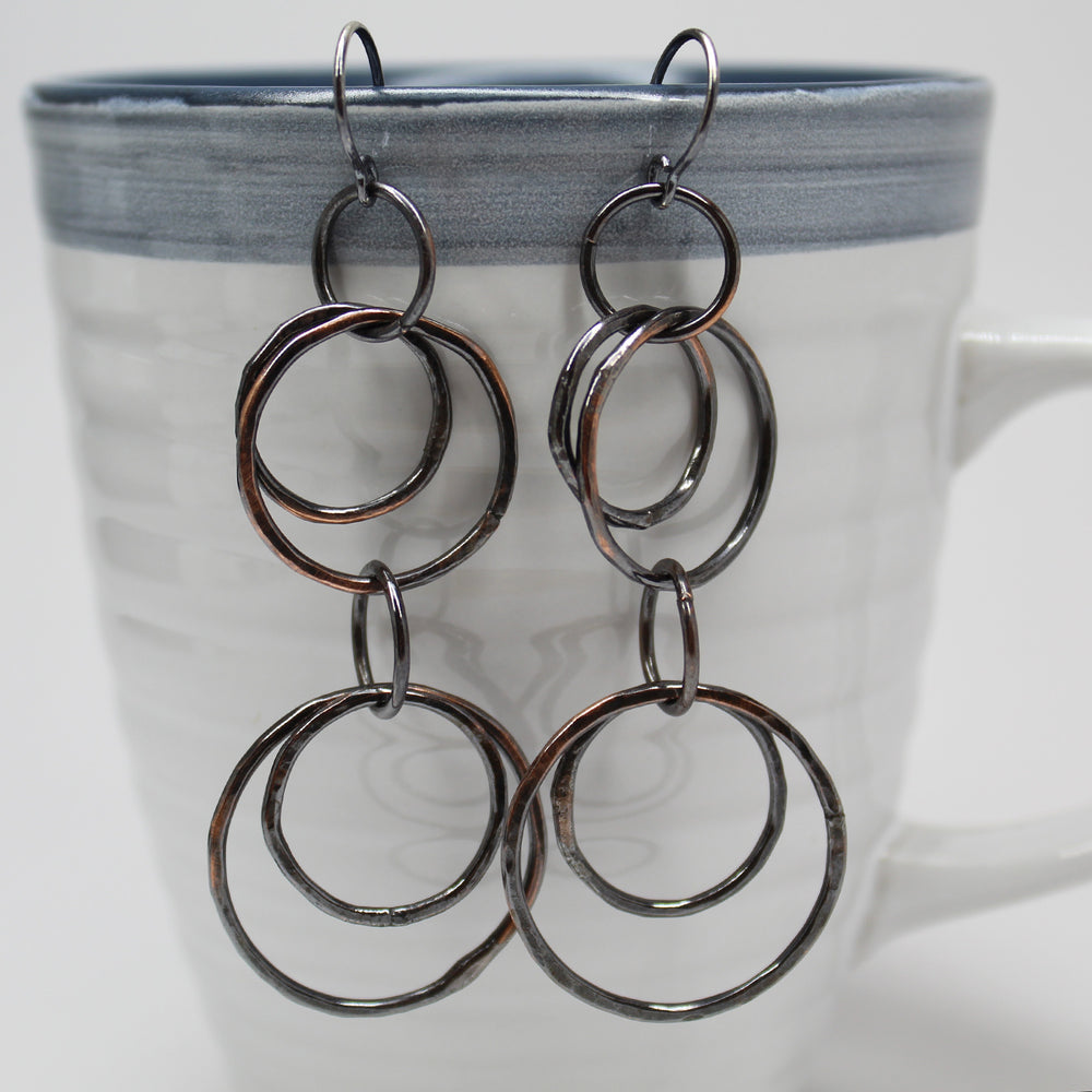 
                      
                        Long Copper Hoop Earrings with Sterling Silver Ear Wires
                      
                    