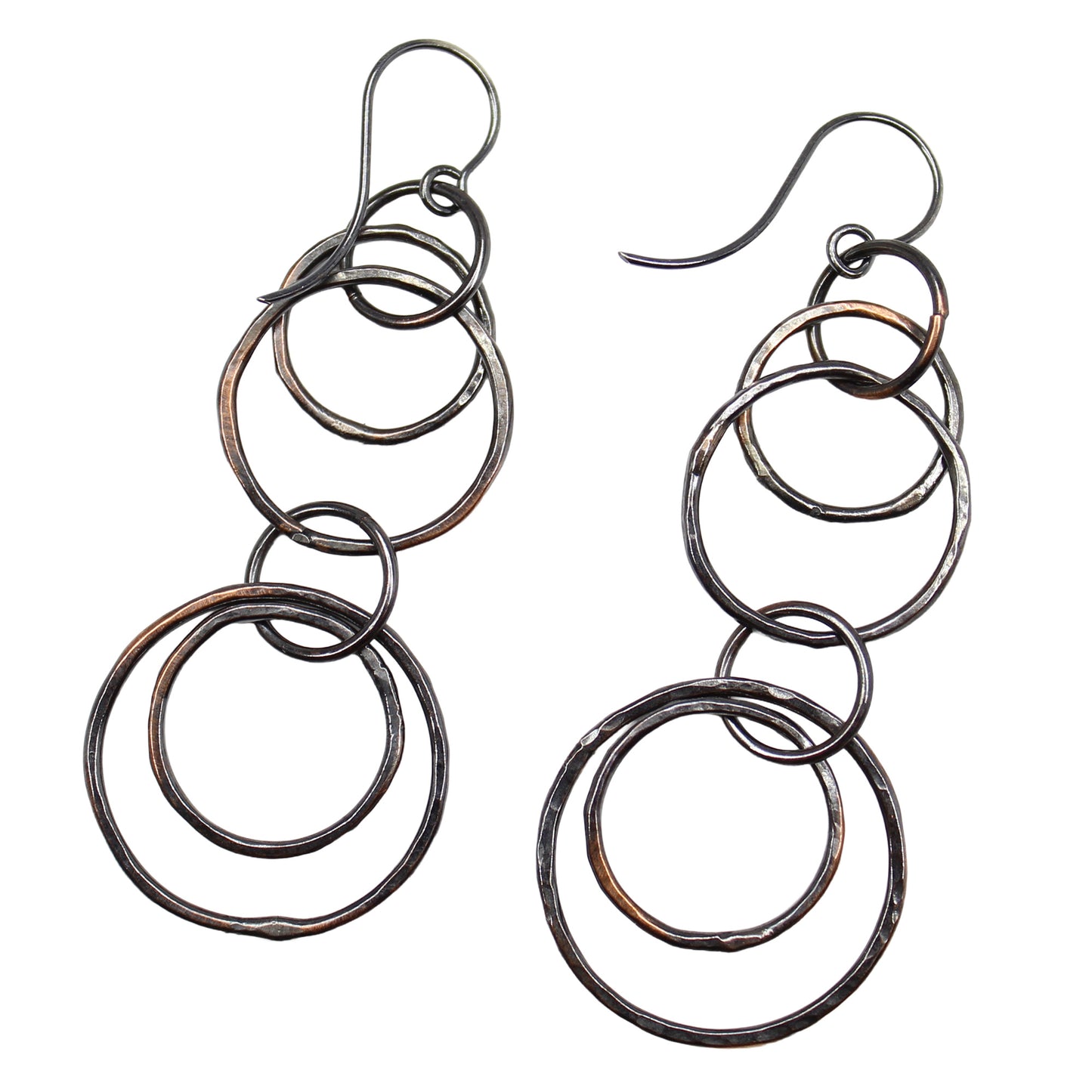 Long Copper Hoop Earrings with Sterling Silver Ear Wires