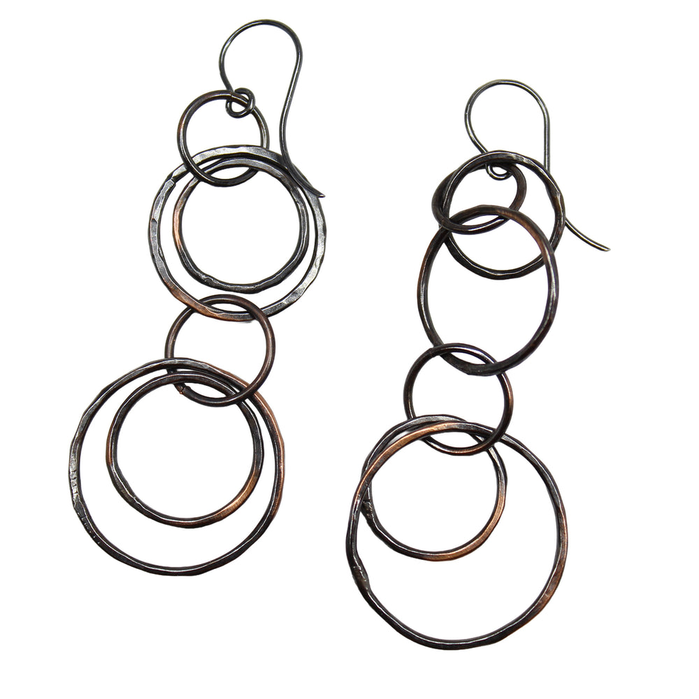 Long Copper Hoop Earrings with Sterling Silver Ear Wires