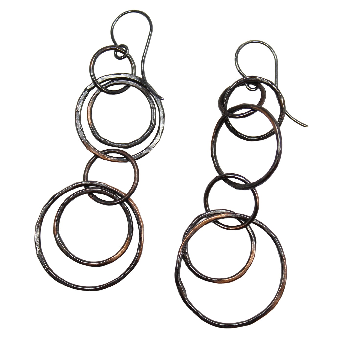 Long Copper Hoop Earrings with Sterling Silver Ear Wires