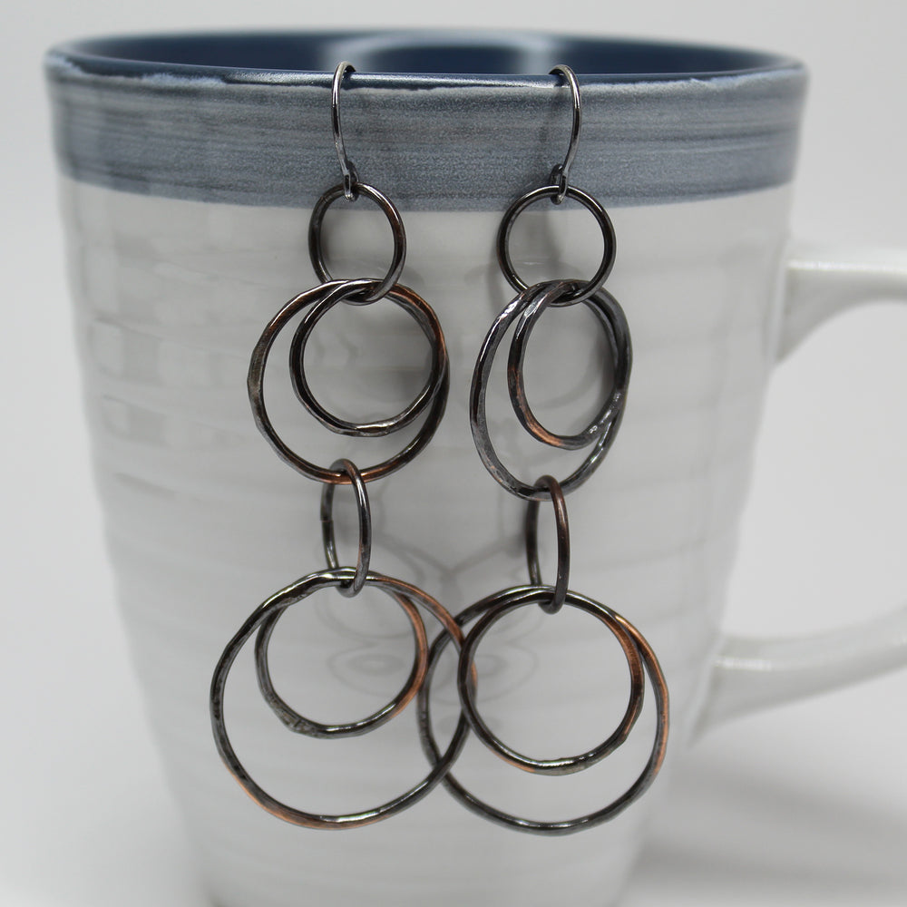 
                      
                        Long Copper Hoop Earrings with Sterling Silver Ear Wires
                      
                    