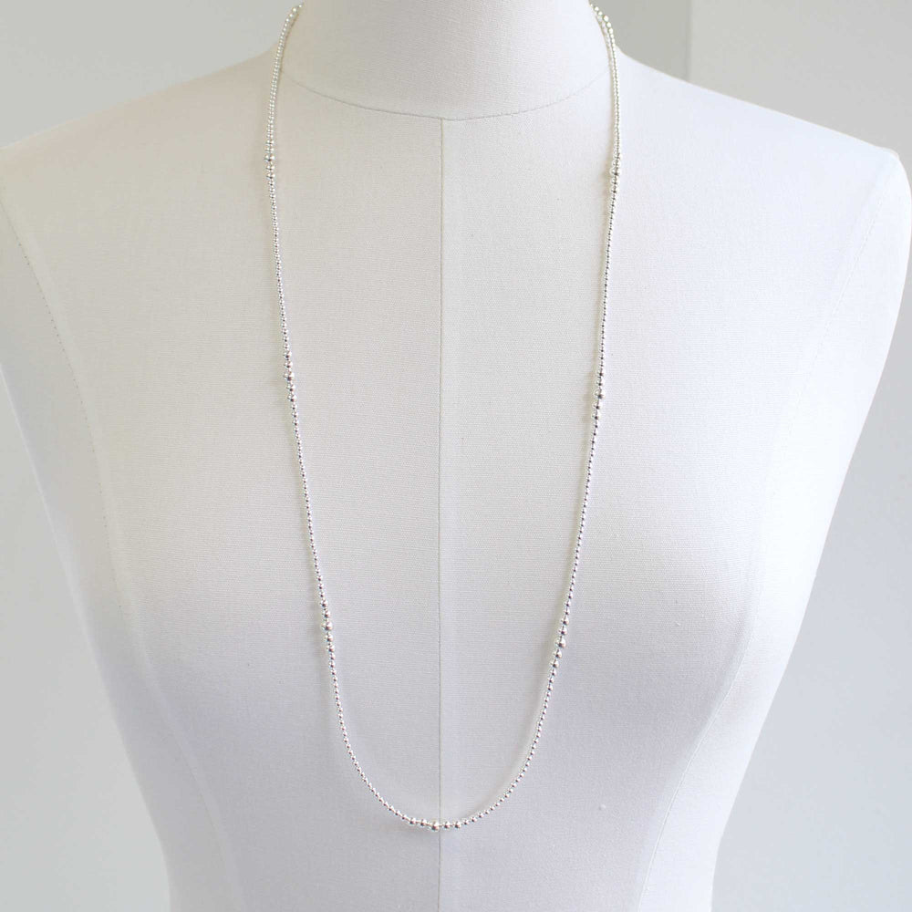 
                      
                        Sterling Silver Bead Necklace 34" Long Graduated Strand
                      
                    