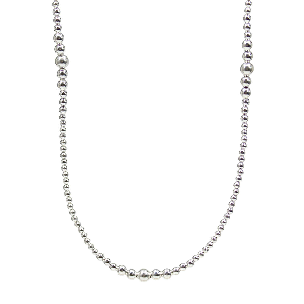 
                      
                        Sterling Silver Bead Necklace 34" Long Graduated Strand
                      
                    