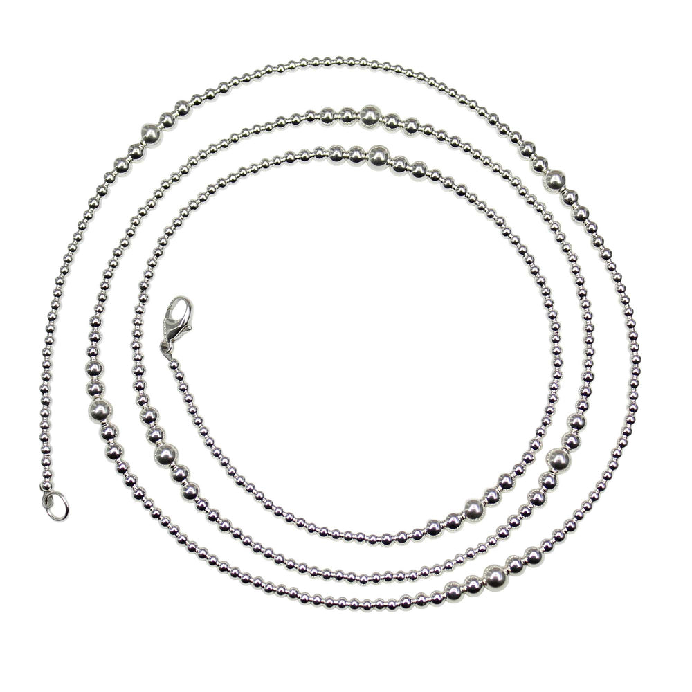 
                      
                        Sterling Silver Bead Necklace 34" Long Graduated Strand
                      
                    