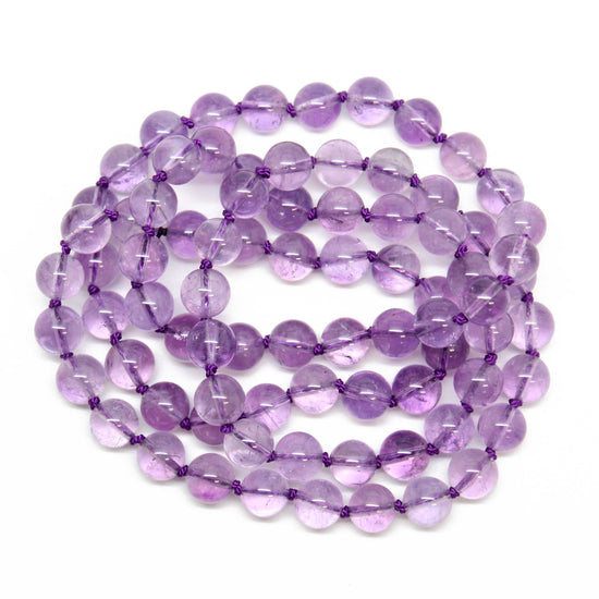 Hand Knotted Genuine Amethyst Bead Necklace