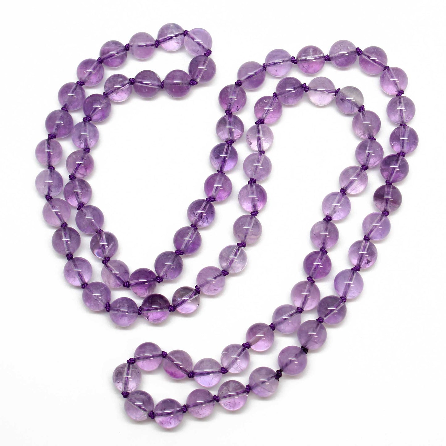 Hand Knotted Genuine Amethyst Bead Necklace