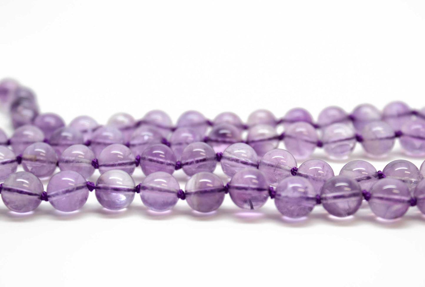 Knotted Amethyst Bead Necklace
