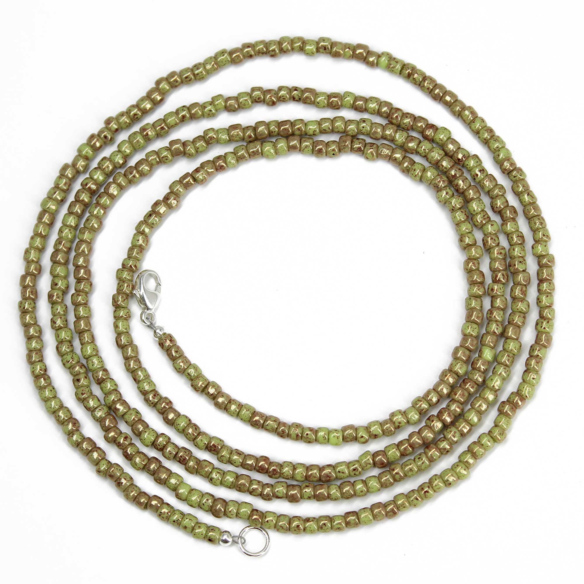 Marbled Opaque Avocado Seed Bead Necklace