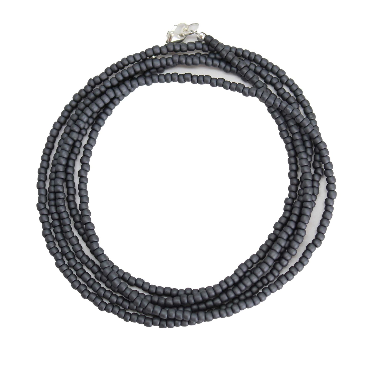Load image into Gallery viewer, Matte Opaque Grey Seed Bead Necklace, Thin 1.5mm Single Strand

