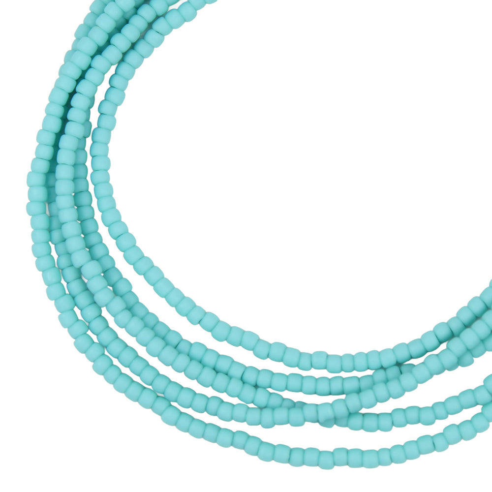 Turquoise Seed Bead Necklace Matte Finish
