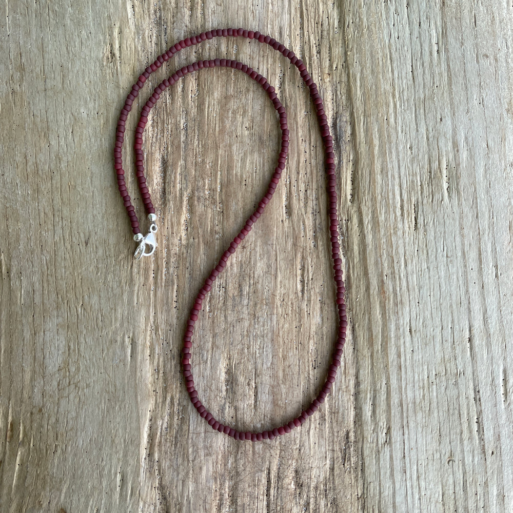 
                      
                        Matte Brown Seed Bead Necklace, Thin 1.5mm Single Strand
                      
                    