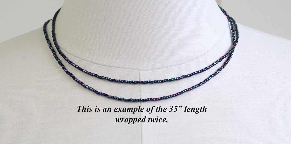 
                      
                        Metallic Blue Purple Iris Seed Bead Necklace
                      
                    