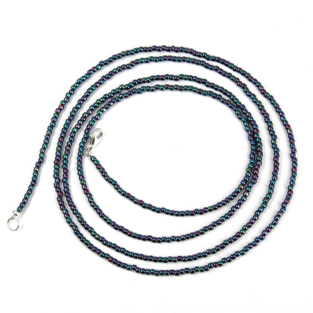 
                      
                        Metallic Blue Purple Iris Seed Bead Necklace
                      
                    