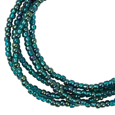 Metallic Teal Seed Bead Necklace