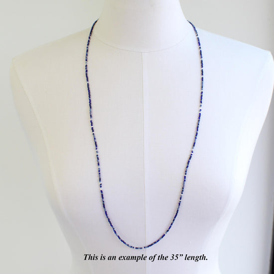 Navy Blue Seed Bead Necklace, Thin 1.5mm Single Strand – Kathy Bankston