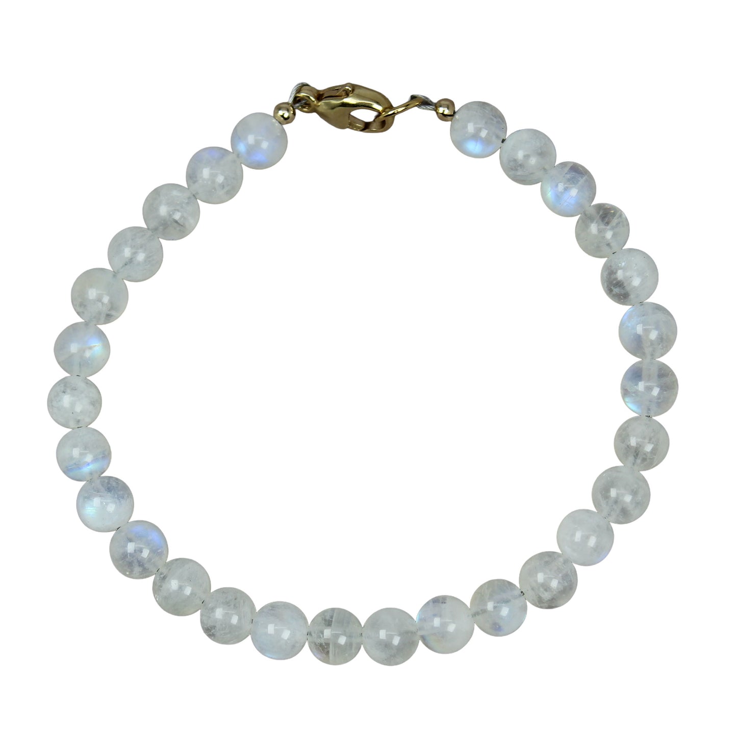 Natural Moonstone Beaded Bracelet with 14k Gold Filled Clasp (7.5")