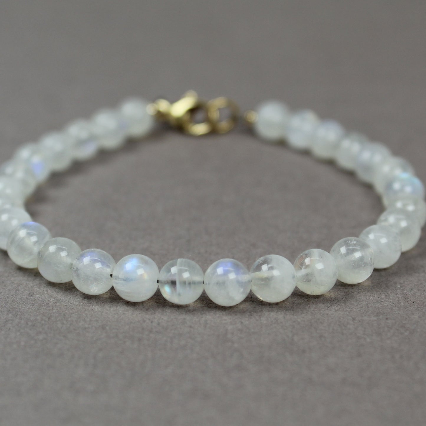 Natural Moonstone Beaded Bracelet with 14k Gold Filled Clasp (7.5")