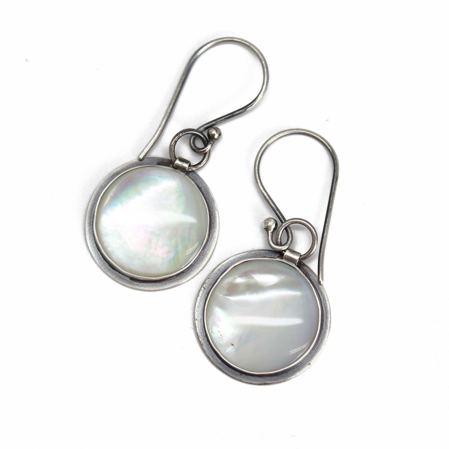 Handmade White Mother of Pearl Earrings in Sterling Silver
